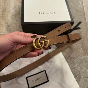 Gucci Brown Leather Belt with Gold GG Buckle